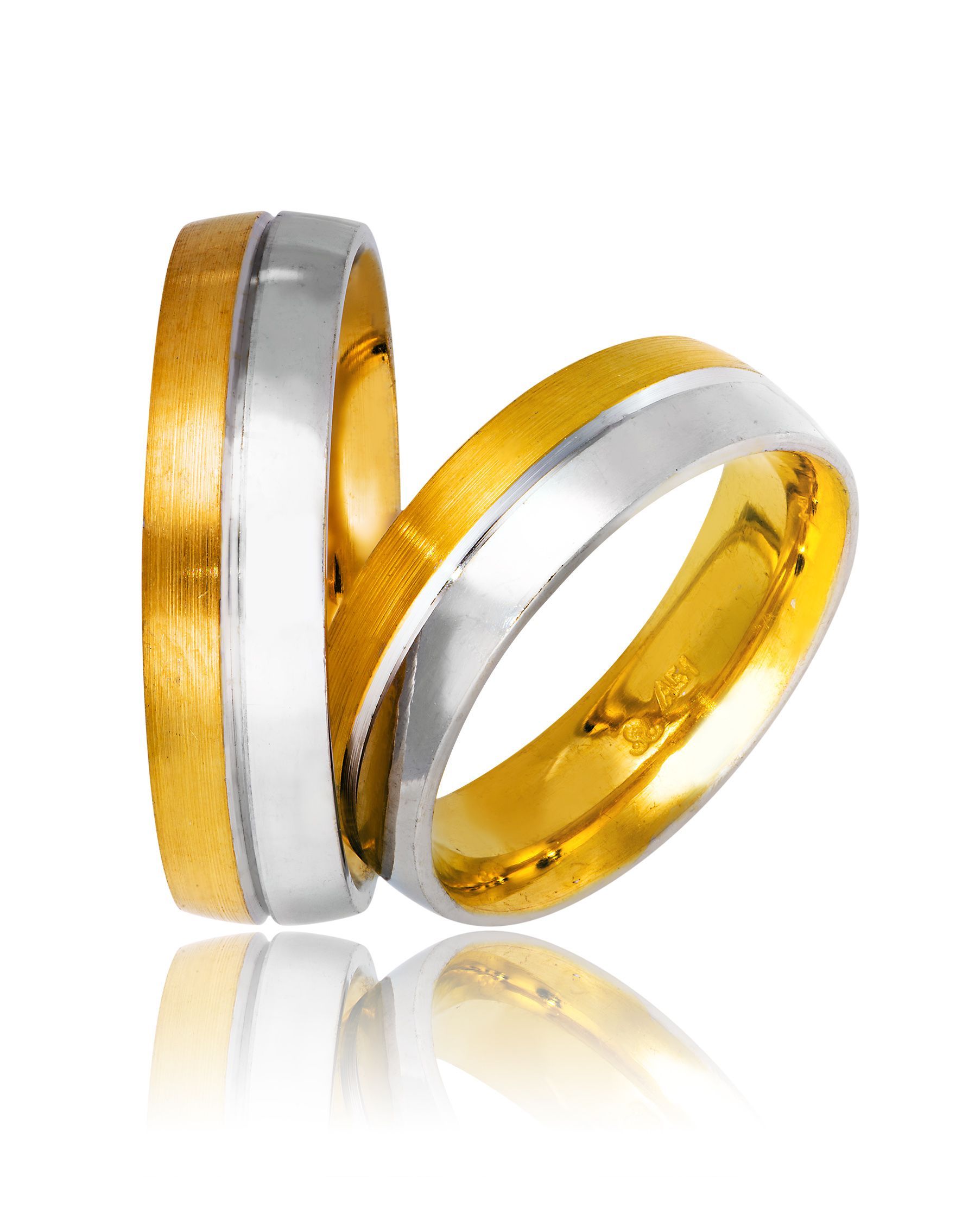 White gold & gold wedding rings 6mm (code 735)